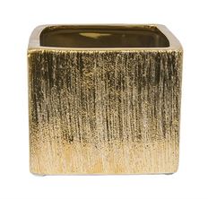 POTTERY 3"H 3X3"O ETCHED GOLD