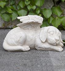 STATUE ANGEL DOG W/WINGS 9.75" WHT