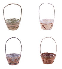 BASKET 8"D BAMBOO W/HANDLE ASSORTED